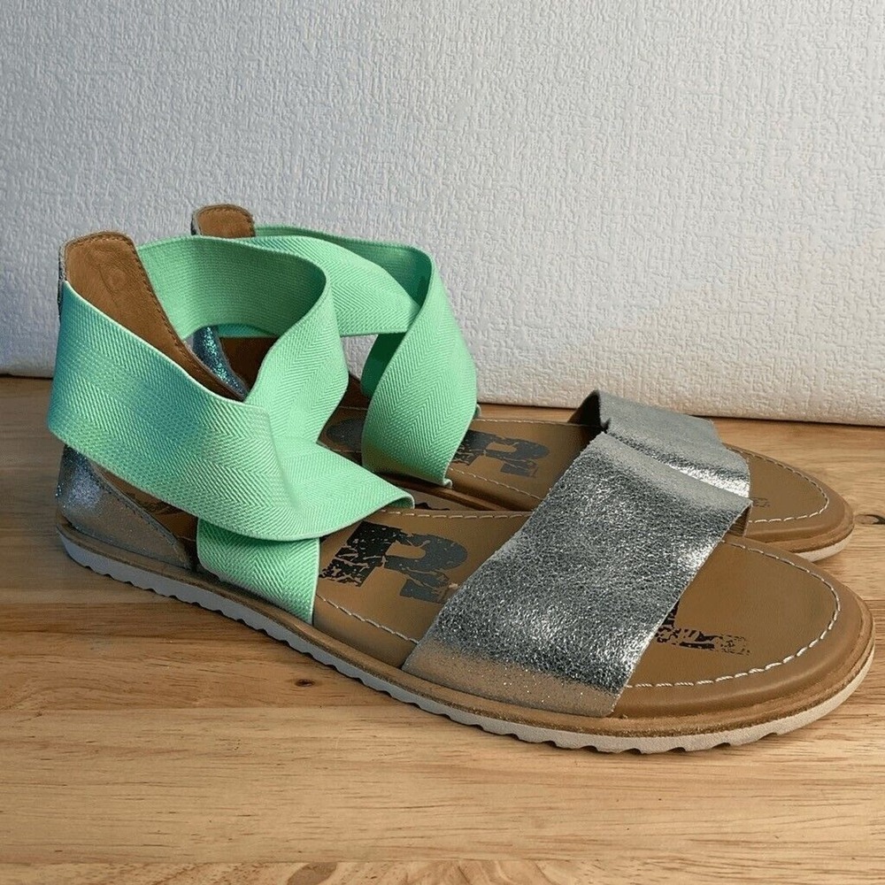 Sorel Ella 3538399 Mint Green Metallic Boho Flats Sandals Women 7 Vietnam